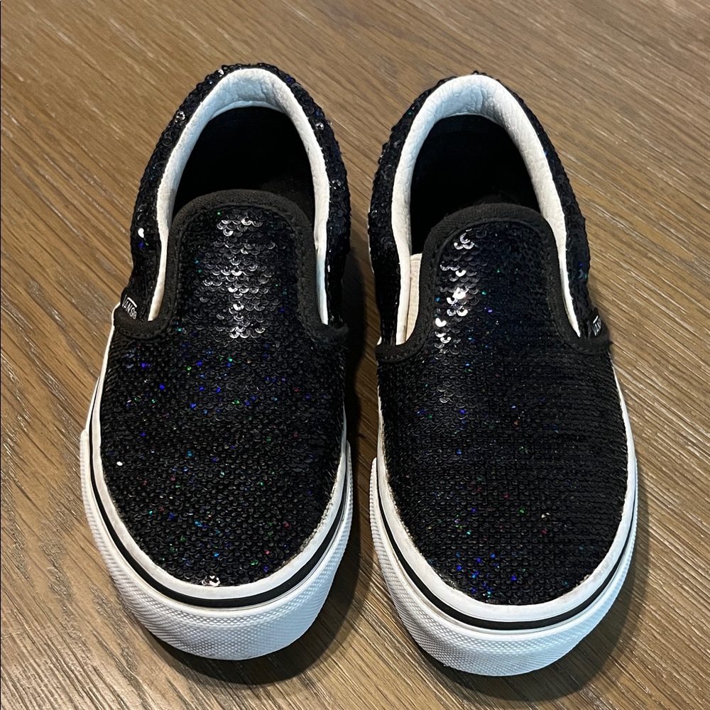 Vans Black Sequin Kids Slip-On Sneakers
